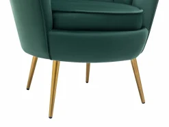 Vente-unique Sillón concha de terciopelo color con patas de metal LALEA Verde