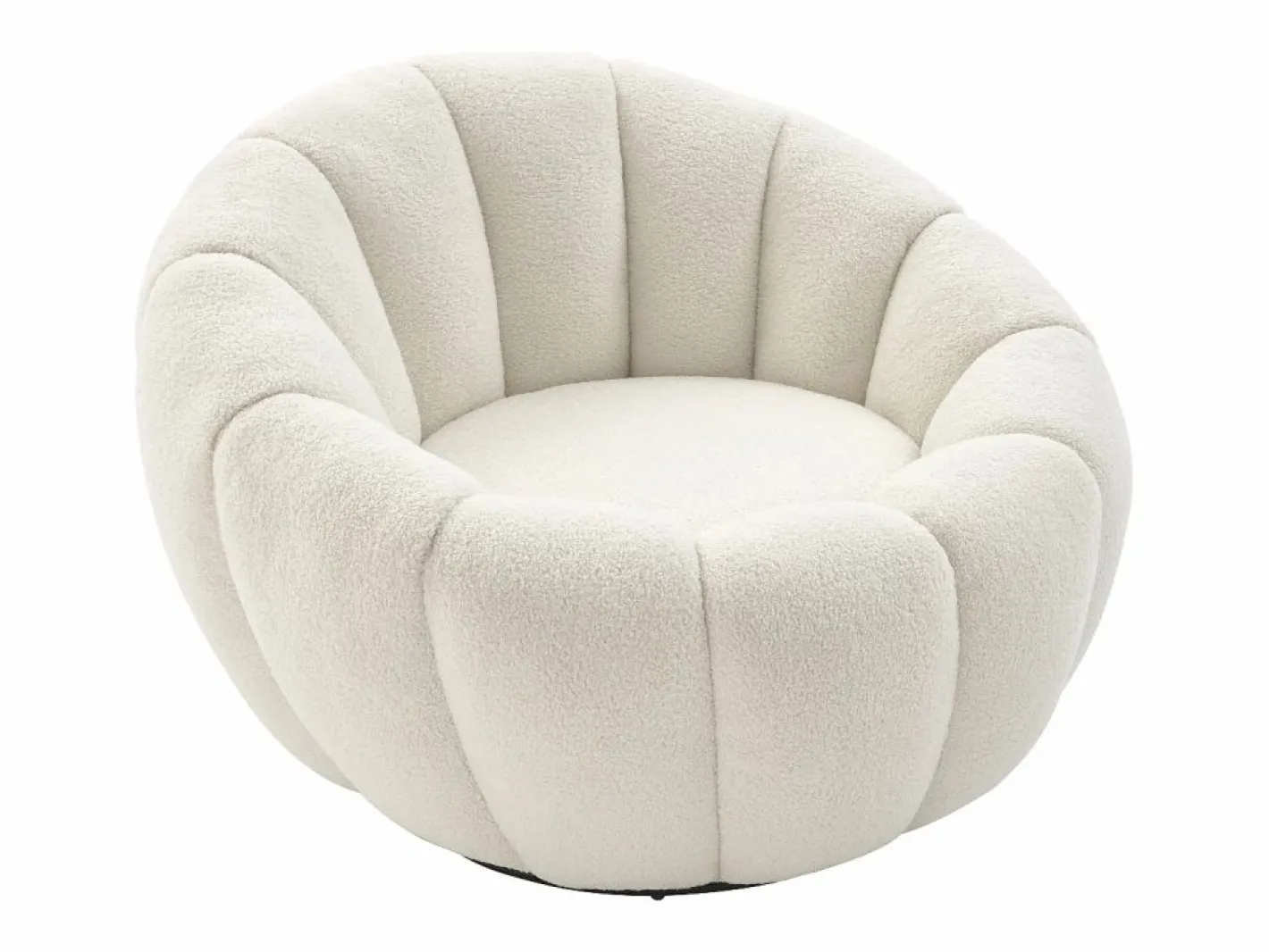 Vente-unique Sillón|Sillón concha giratorio en tela bouclé color COSSATO