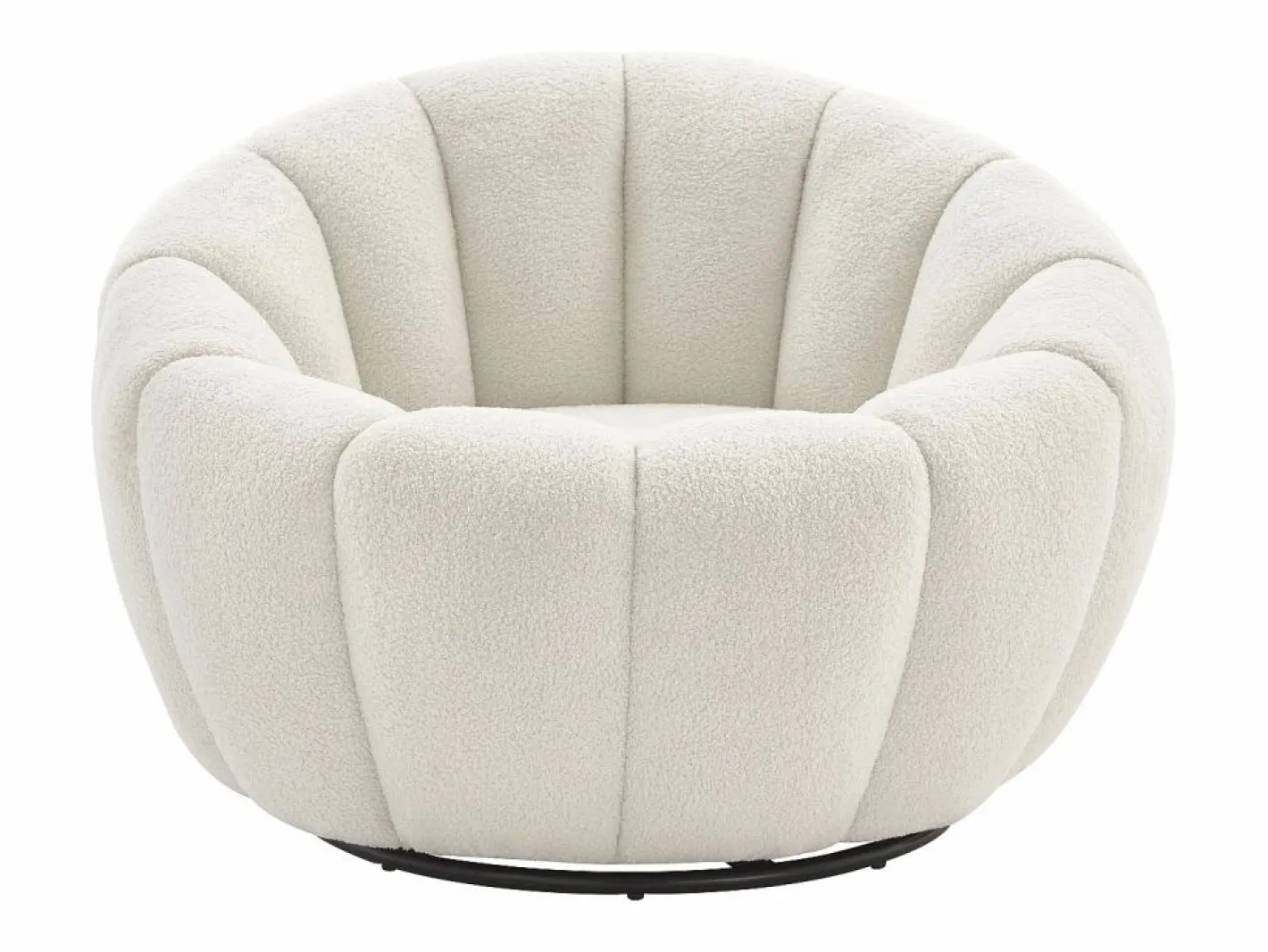 Vente-unique Sillón|Sillón concha giratorio en tela bouclé color COSSATO