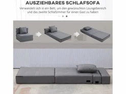 Sillón Cama|Sillón convertible 2 en 1 con función cama, espuma, oscuro (70x70x61cm)