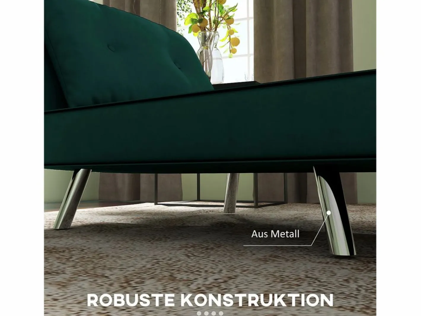 Sillón convertible 3 en 1 con cojín, tejido de terciopelo, patas de acero, oscuro (77x88x83cm)^ Clearance