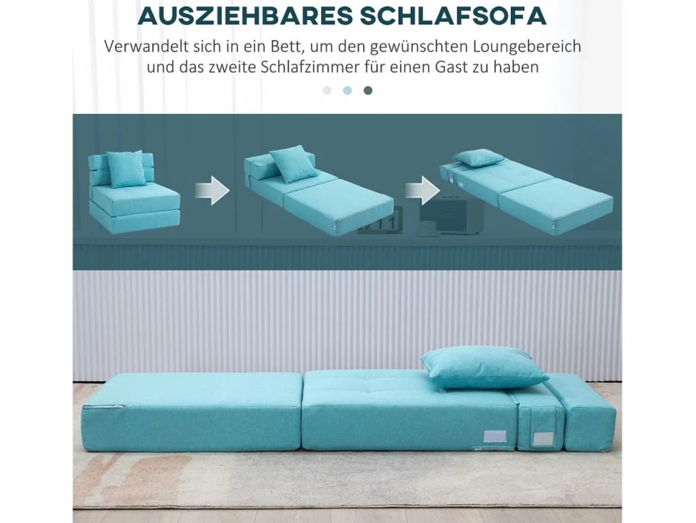 Sillón Cama|Sillón convertible 2 en 1 con función cama, espuma, (70x70x61cm)
