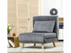 Sillón convertible con cojín, respaldo regulable en 6 posiciones, terciopelo (72x78x79cm)^