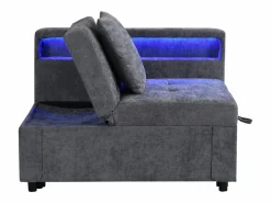 Sillón convertible con LED, USB, Tipo C y soporte lumbar - Sofá cama multifuncional - Tela de lino gris^Hauss Spole Online