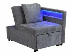 Sillón convertible con LED, USB, Tipo C y soporte lumbar - Sofá cama multifuncional - Tela de lino gris^Hauss Spole Online