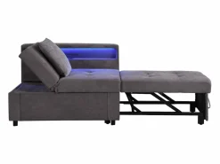 Sillón convertible con LED, USB, Tipo C y soporte lumbar - Sofá cama multifuncional - Tela de lino oscuro^Hauss Spole Hot