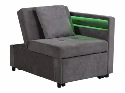Sillón convertible con LED, USB, Tipo C y soporte lumbar - Sofá cama multifuncional - Tela de lino oscuro^Hauss Spole Hot