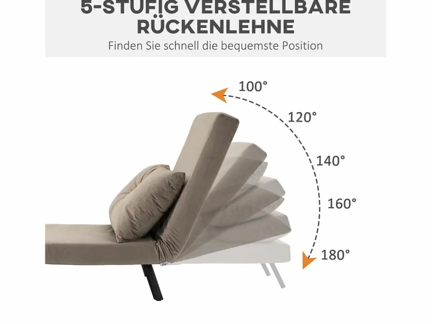 Sillón convertible con respaldo reclinable en 5 posiciones, acero, terciopelo beige claro (63x73x81cm)^ Discount