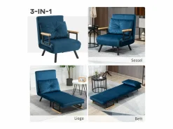 Sillón convertible en cama, tejido terciopelo, color (63x73x81 cm)^ Online