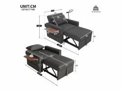 Hauss Spole Sillón convertible en pana - Sofá individual con mesa auxiliar y puertos USB/Tipo C Gris New