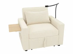 Sillón convertible en pana - Sofá individual con mesa auxiliar y puertos USB/Tipo C^Hauss Spole Online
