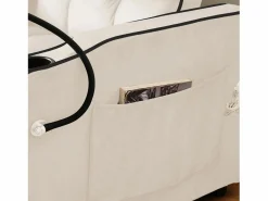 DripeX Sillón convertible, en terciopelo, con soporte de copa y soporte telefónico, 75/167x83x76cm, Beige Discount