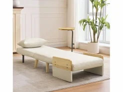 KOMHTOM Sillón convertible tres en uno con función de cama, equipado con una bandeja de madera, Beige Discount