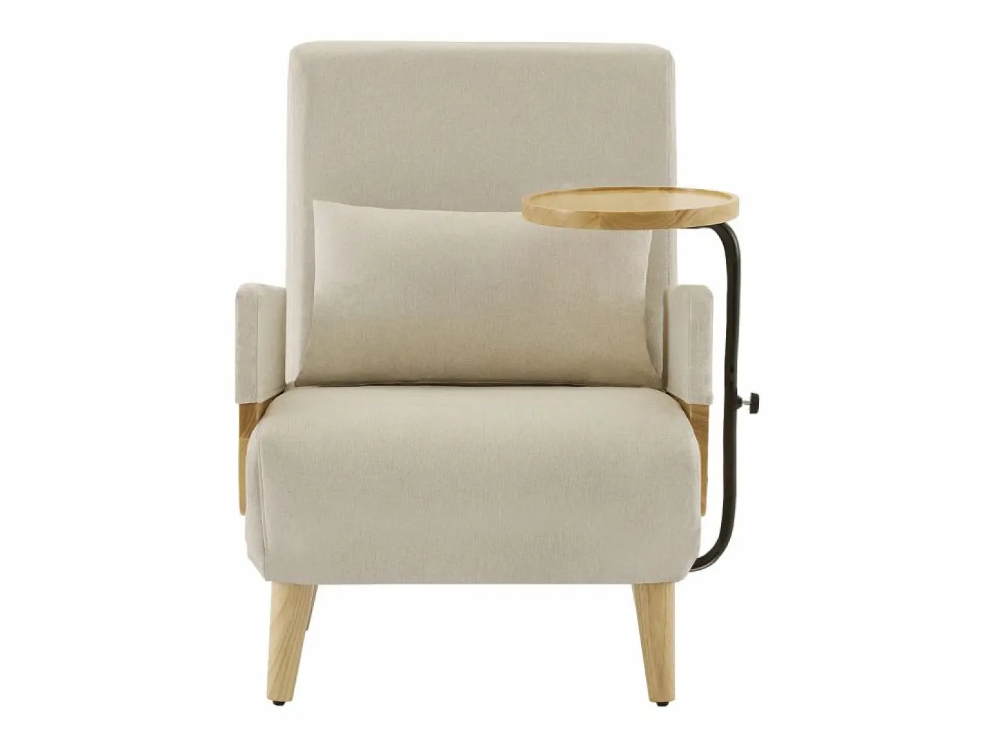 KOMHTOM Sillón convertible tres en uno con función de cama, equipado con una bandeja de madera, Beige Discount