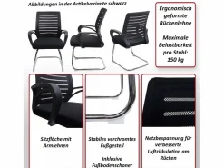 MCW Sillón de conferencia -K51 (juego de 2), Negro Discount