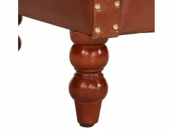 Sillón de cuero auténtico de cabra marrón oscuro^Clicnbuy
