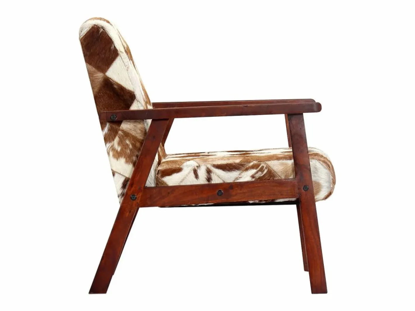 Clicnbuy Sillón de cuero auténtico de cabra blanco y marrón Marru00f3n Sale
