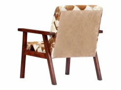Clicnbuy Sillón de cuero auténtico de cabra blanco y marrón Marru00f3n Sale