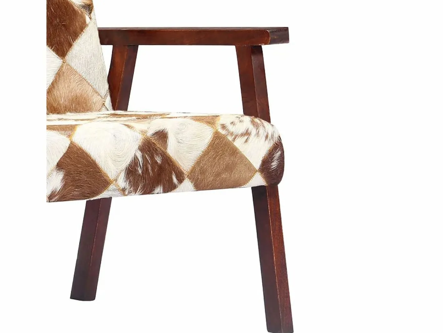 Clicnbuy Sillón de cuero auténtico de cabra blanco y marrón Marru00f3n Sale