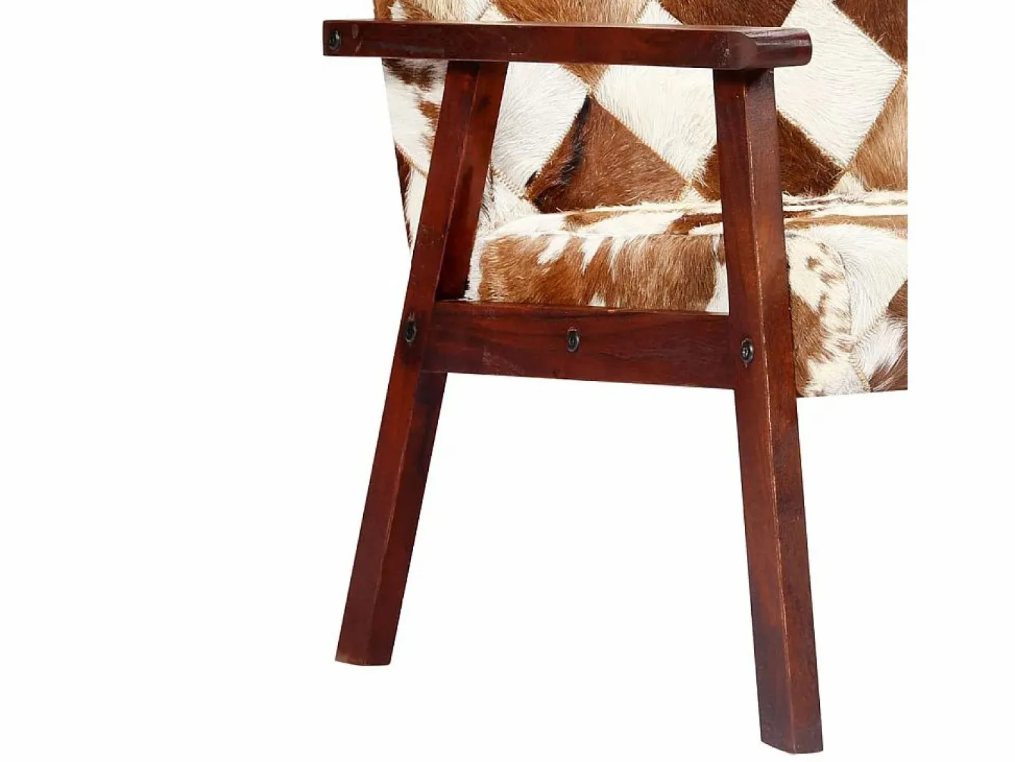 Clicnbuy Sillón de cuero auténtico de cabra blanco y marrón Marru00f3n Sale