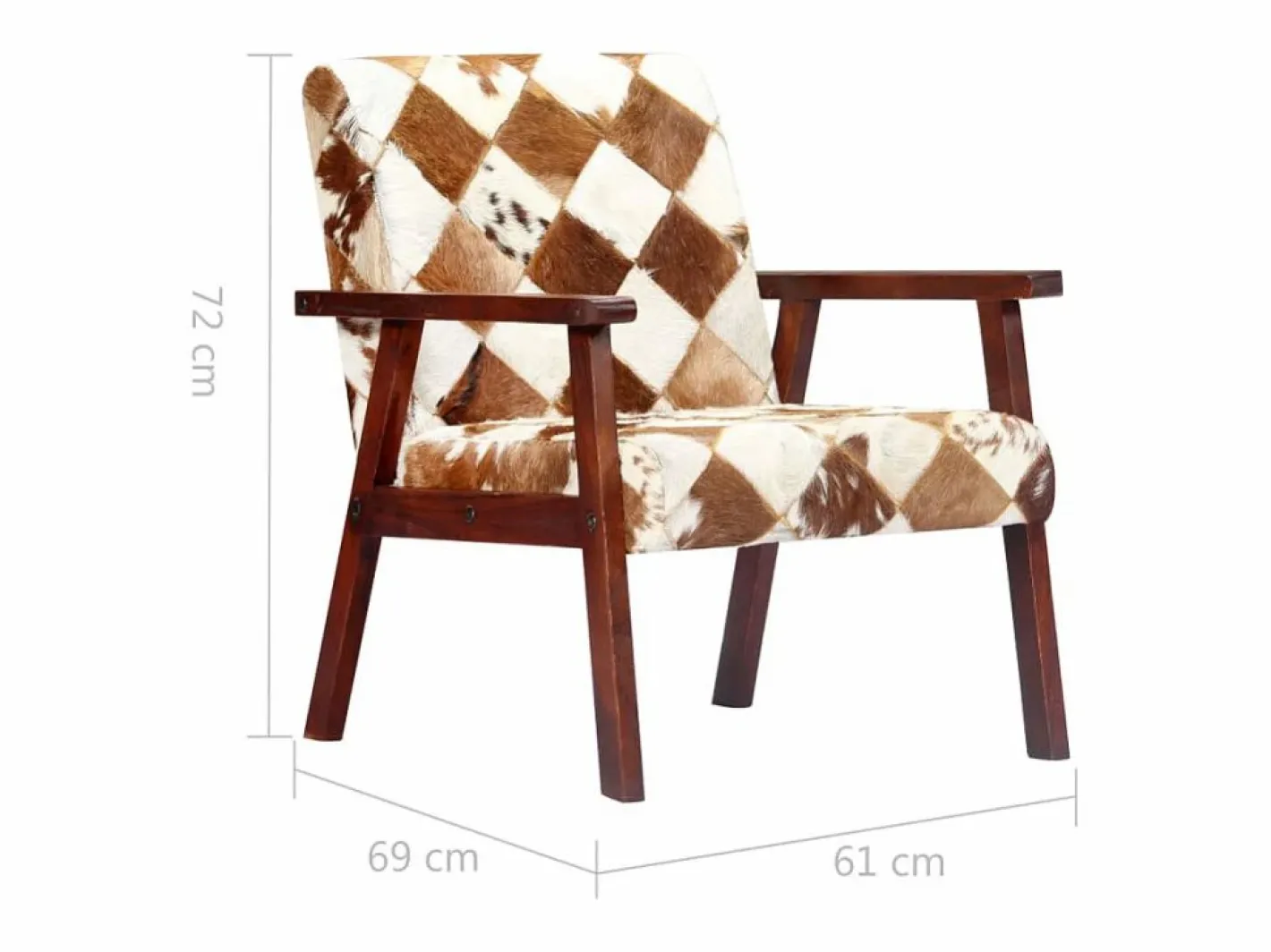 Clicnbuy Sillón de cuero auténtico de cabra blanco y marrón Marru00f3n Sale