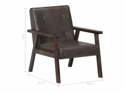 Clicnbuy Sillón de cuero auténtico Gris New