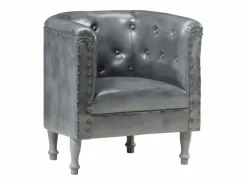 vidaxl Sillón de cuero auténtico Gris