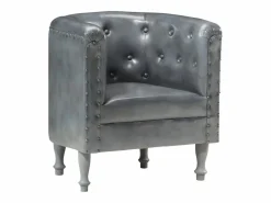vidaxl Sillón de cuero auténtico Gris
