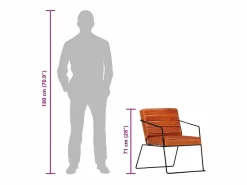 vidaxl Sillón De Piel|Sillón de cuero auténtico marrón canela