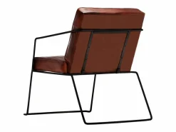 Sillón de cuero auténtico marrón oscuro^Clicnbuy Discount