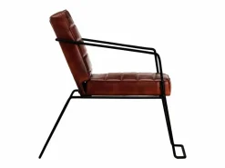 Sillón de cuero auténtico marrón oscuro^Clicnbuy Discount