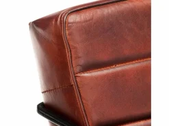 Sillón de cuero auténtico marrón oscuro^Clicnbuy Discount