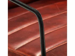 Sillón de cuero auténtico marrón oscuro^Clicnbuy Discount