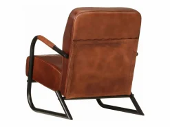 Clicnbuy Sillón de cuero auténtico marrón Marru00f3n New