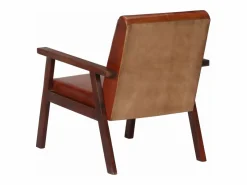 Sillón de cuero auténtico marrón oscuro^Clicnbuy Hot