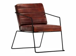 Sillón de cuero auténtico marrón oscuro^vidaxl Online