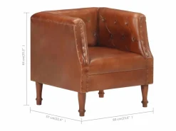 Clicnbuy Sillón de cuero auténtico marrón Marru00f3n Clearance