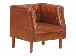 Clicnbuy Sillón de cuero auténtico marrón Marru00f3n Clearance