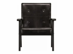 Clicnbuy Sillón de cuero auténtico Negro New