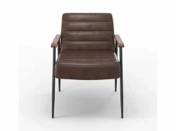 Rendez-Vous Déco Sillón de cuero de búfalo marrón y metal negro - Hugues Marru00f3n Clearance