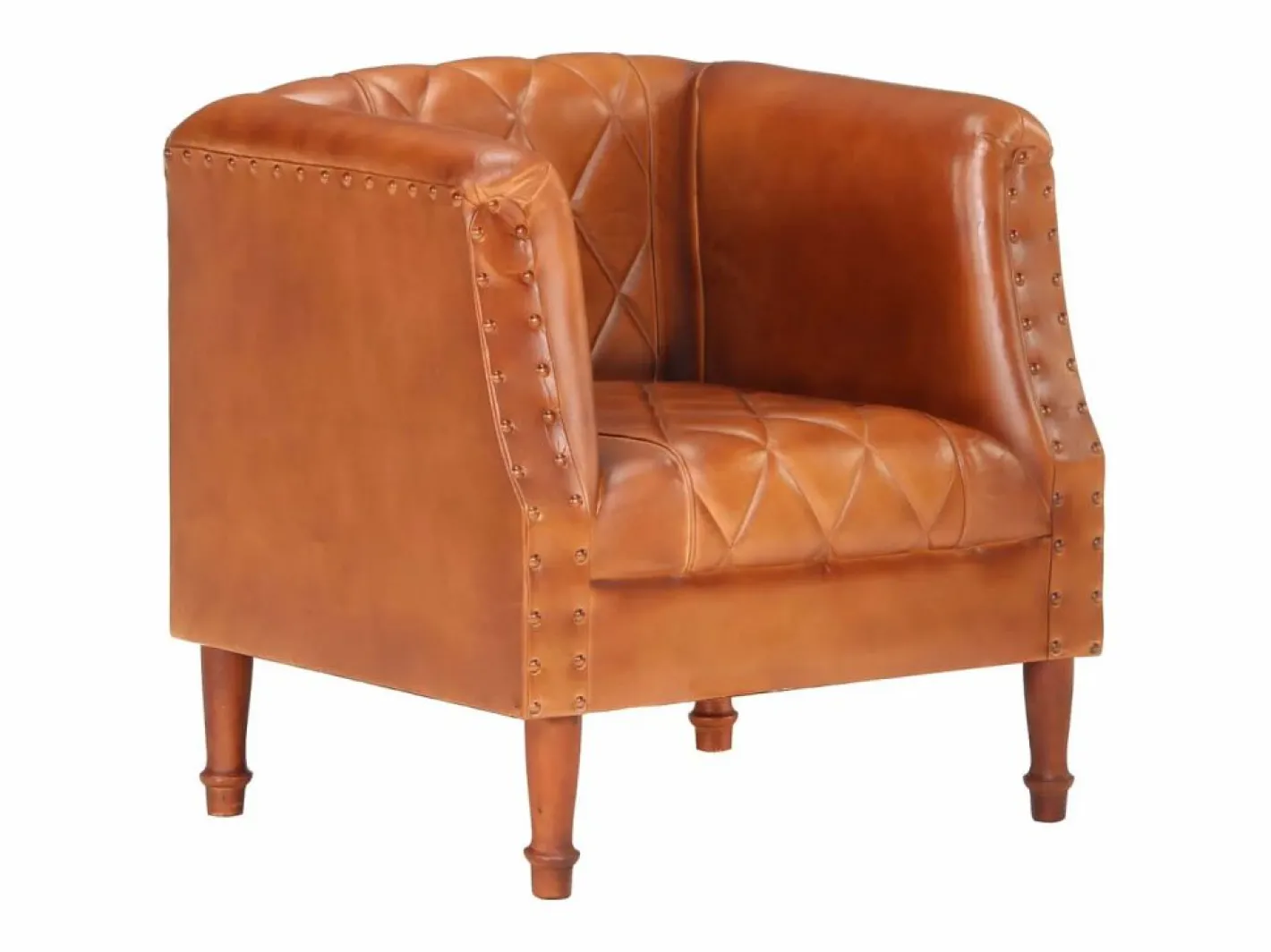 Sillón de cuero de cabra auténtico marrón^vidaxl Discount
