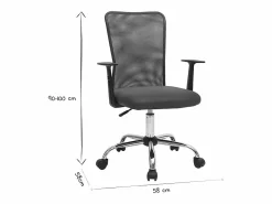 Miliboo Silla De Oficina|Sillón de escritorio diseño malla negra PLUZ