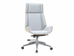 Miliboo Sillón de escritorio moderno tejido y madera clara CURVED Gris Sale