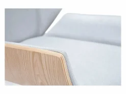 Miliboo Sillón de escritorio moderno tejido y madera clara CURVED Gris Sale