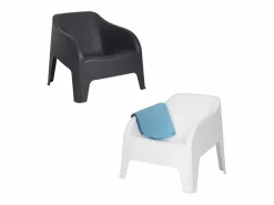 Sillón de jardín apilable "Polignano" de resina para exterior, 79 x 76,5 cm, 70 h Blanco Clearance