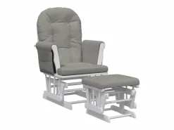 vidaxl Sillón Balancín|Sillón de lactancia con taburete tela claro
