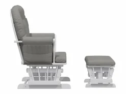 vidaxl Sillón Balancín|Sillón de lactancia con taburete tela claro