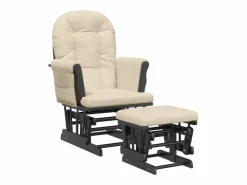 vidaxl Sillón de lactancia con taburete tela blanco Crema Discount