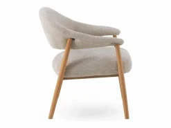 Sillón de madera de roble tapizado en Blanco Clearance