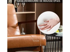 Sillón de Madera Maciza con Diseño Escandinavo Moderno - Cuero Natural Hipoalergénico Gris para Salón, Oficina o Dormitorio, Dimensiones 67x76x76 cm Marru00f3n Sale